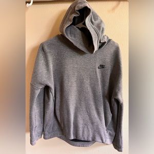 Nike Cowl Neck Pullover Hoodie Gray Sweatshirt Women's Size Medium Red